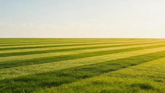 Striped grass field under clear sky