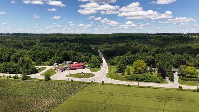 Aerial View of W.D. Foulds Bridge Over the Grand River in Glen Morris, Ontario