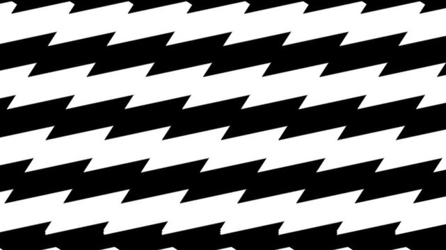 Moving black and white horizontal zigzag lines shift continuously in an optical illusion pattern.