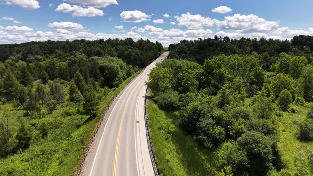 Aerial View of W.D. Foulds Bridge Over the Grand River in Glen Morris, Ontario