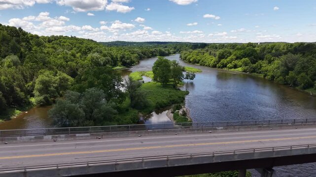 Aerial View of W.D. Foulds Bridge Over the Grand River in Glen Morris, Ontario