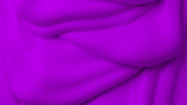 A luxurious, slow-moving 3D animation of dense violet and purple fluid creating smooth, velvety folds and waves. Ideal for premium brand backgrounds, dark neon visual aesthetics, and creative satisfyi