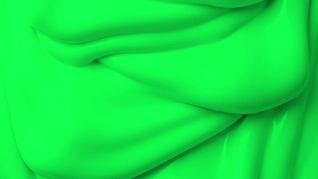 A vibrant 3D background showing thick, heavy green liquid or slime moving in slow, dense folds as it flows down. The steady, viscous motion delivers a fresh, bold abstract look ideal for creative moti