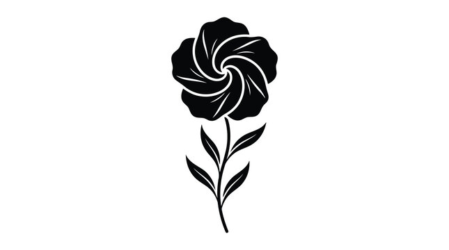 Black rose icon with white lines