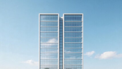 Obraz premium Tall glass buildings against blue sky