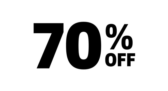 70 percent off discount sale sign.