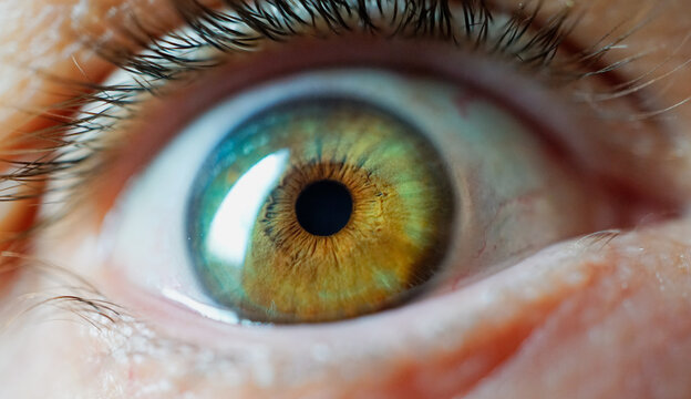 Extreme Macro Close Up of Human Eye with Hazel Green Iris