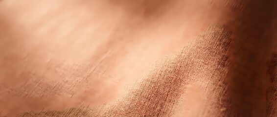 Fototapeta premium Close-up of warm copper-toned fabric with soft natural lighting, showcasing textile weave and material texture for design and fashion projects.