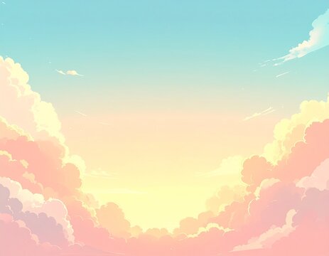 空　夕日　イラスト　背景