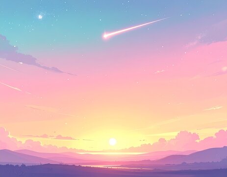 夕焼け　星の流れ