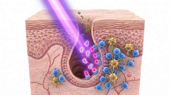 3D Microscopic Diagram of UV-A Activating Haptens in Photocallergic Dermatitis