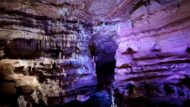 Ancient limestone formations create a dramatic underground passage in Sataplia Nature Reserve