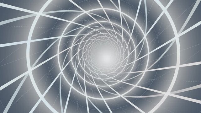 A spiral pattern forms a tunnel effect with light lines on a dark background. The lines create a sense of depth and movement, drawing the viewer s attention inward