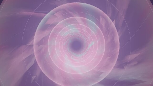 Colorful circular design with soft lines and gentle movement. The pattern creates a sense of depth and softness. Light changes shift the colors in a dynamic way