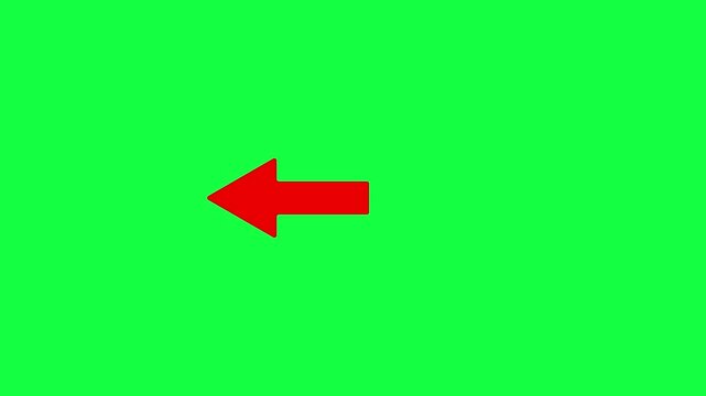 Red Arrow Move Forward and Return Animation with Seamless Loop Back and Forth Motion on Green Screen Chroma Key Background