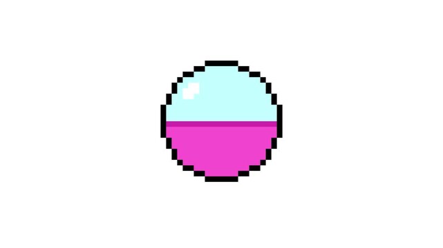 8-bit pixel art cute pink toy capsule open. looped animation 4k 30fps