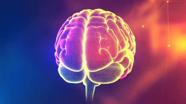 Vibrant digital human brain glowing with neural connections in a dark futuristic environment, artificial intelligence, neuroscience, machine learning, innovation and advanced cognitive technology