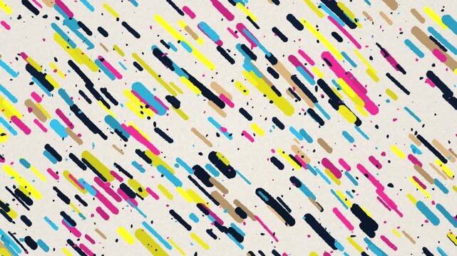 Retro style abstract geometric animation with colorful diagonal lines moving on a textured background
