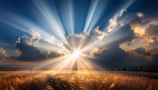 A Serene Abstract Image Depicting Rays Of Heavenly Light Piercing Through Dramatic Clouds Creating A Divine And Ethereal Atmosphere
