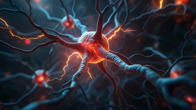 Brain pain illustration showing electrical activity in neurons
