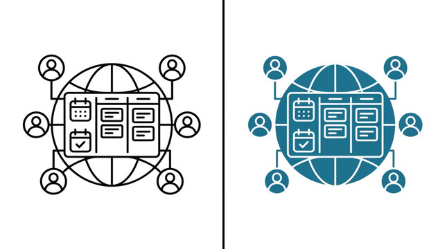 Global Collaborative Calendar and Task Management Icon Set