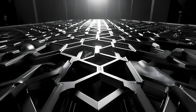 Premium high tech anodized titanium honeycomb lattice with sharp contrast