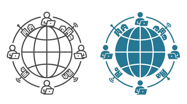 Global Online Collaboration Concept with Connected People and Devices