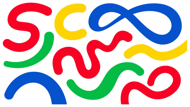 Colorful abstract squiggles and curves graphic design