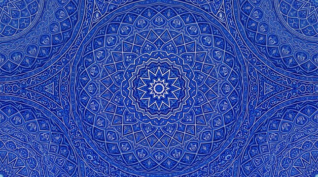 Arabic carpet pattern blue geometric ornament with seamless ornamental decorative geometric