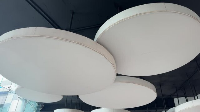 Modern Circular Ceiling Design Inside Shopping Mall Interior

