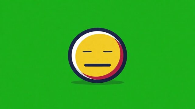 Squishy flat design nodding face icon loop green screen for mobile app success UI