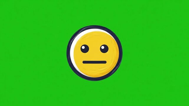Wavy liquid flat design shaking head face animation green screen for wrong answer alert