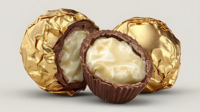 Luxurious Chocolate Treats with Golden Foil and Creamy Filling