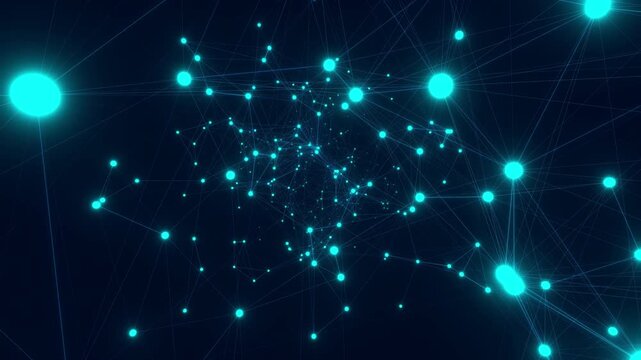 3D glowing constellation of connected data points