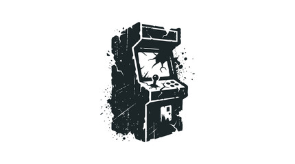 Retro Arcade Machine, Vintage Game Console, Grunge Style © Wan