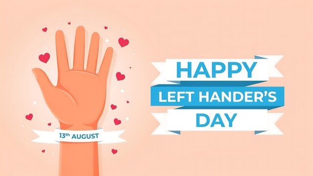 Happy left handers day awareness graphic with hand illustration celebration awareness illustration template