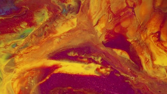 Abstract Motion Cinematic Macro Acrylic Background Footage, Vibrant Red Gold Magenta Pink Yellow Palette, dynamic fluid motion