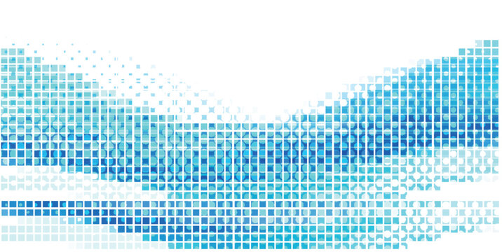Blue Abstract Wave Pattern With Geometric Pixel Shapes