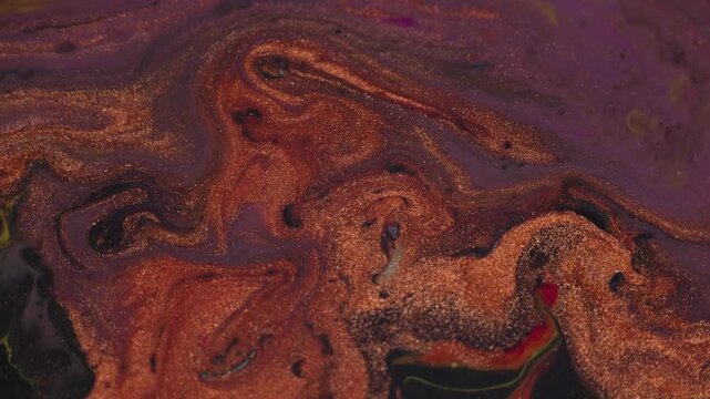 Abstract fluid motion background, acrylic paint in vibrant colors footage
