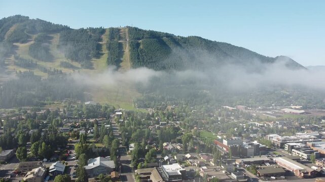 Fog parting over Jackson, Wyoming