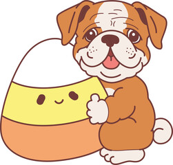 Fototapeta premium Cute funny Bulldog sticker icon. Funny Bulldog 