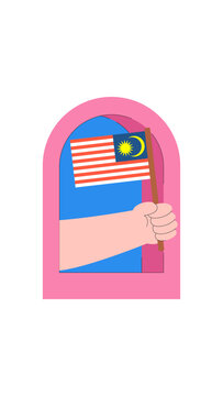 retro design malaysia hari merdeka with window classic for element design