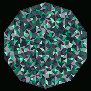 Emerald and Slate Grey Penrose Tiling Pattern, Mathematical Visualization of Quasiperiodic Decagonal Geometry for Sophisticated Graphic Design