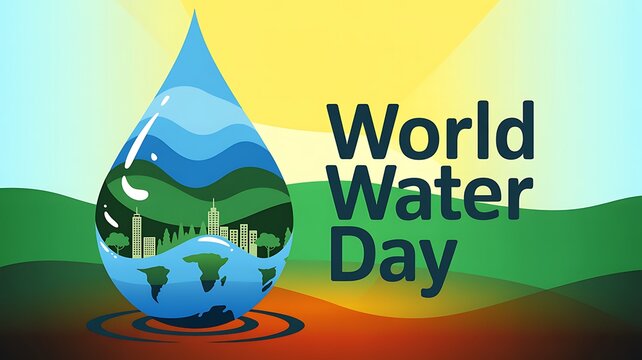 World water day environmental protection campaign with environment conservation protection resource landscape