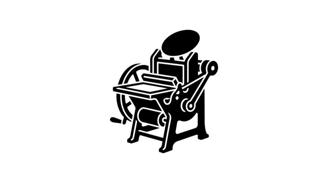 Vintage Printing Press Machine, Retro Typography Equipment, Industrial Art