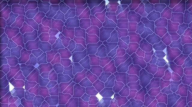 Abstract Mosaic Pattern: A visually striking abstract mosaic pattern composed of interlocking geometric shapes in shades of deep purple and vibrant blue, creating a modern and dynamic texture.
