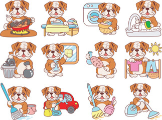 Obraz premium Cute funny Bulldog sticker icon. Funny Bulldog 