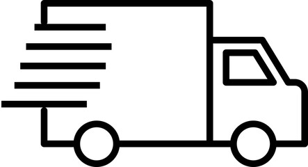 Fototapeta premium Fast shipping delivery truck icon representing quick transport, commerce logistics, and express cargo service in minimalist line art style