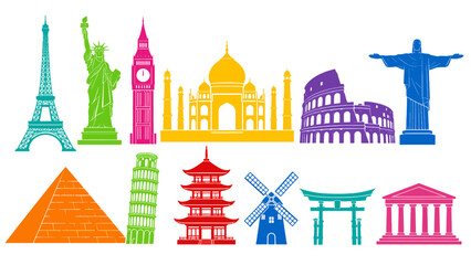 Obraz premium Simple World Iconic Landmarks Collection in One Color Each