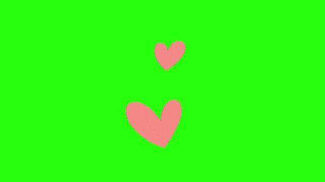 Cute Animated Love Hearts Green Background Loop